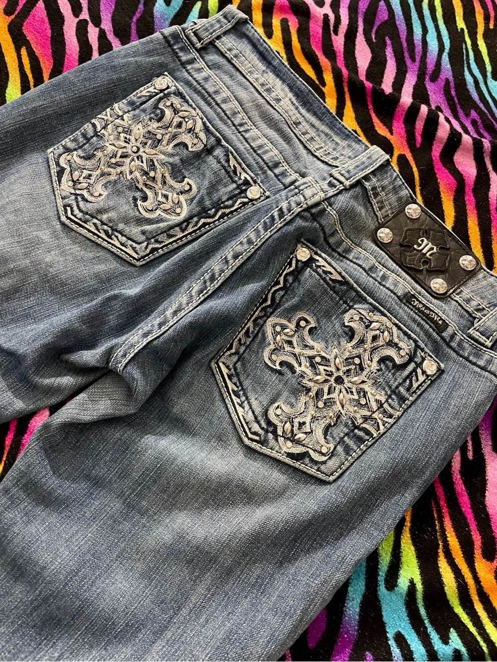 Miss Me Cross Embroidered Bootcut Jeans